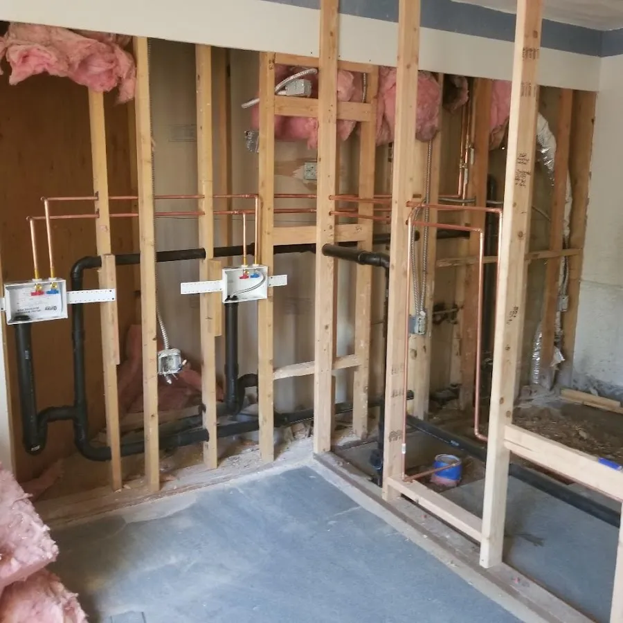 Rough-in copper and drain pipes for Shower Repair in Longmont